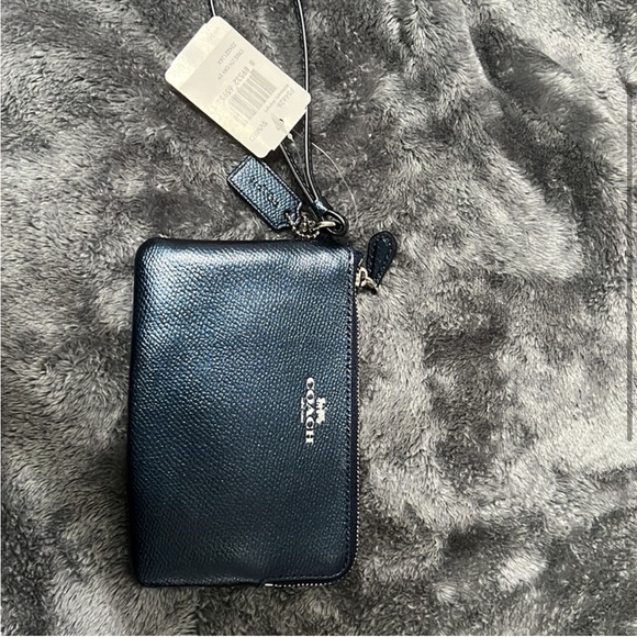 BRAND NEW COACH blue metallic wristlet (NWT) - Picture 2 of 9